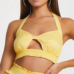 NWT beach coordinating crop top in yellow MED